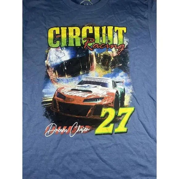 NWT Circuit Dreamchaser #27 Youth Small Racing NASCAR Graphic T-Shirt in Blue - Picture 3 of 7